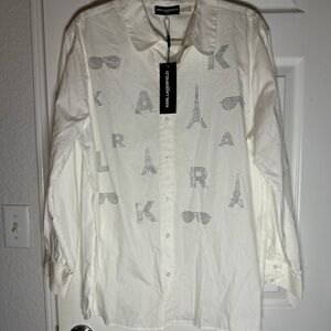 NEW Women’s Karl Lagerfeld White Button Down Shirt